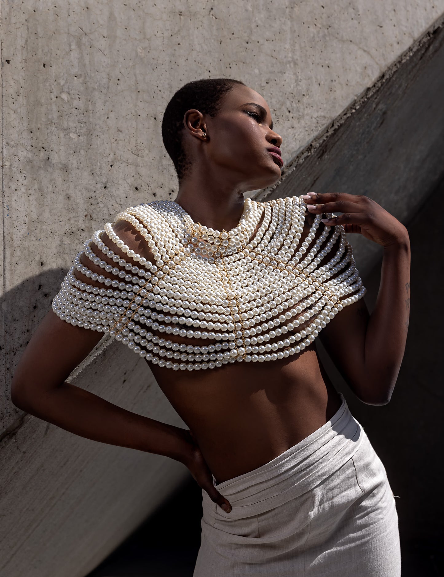 PITRA Faux Pearl Shawl