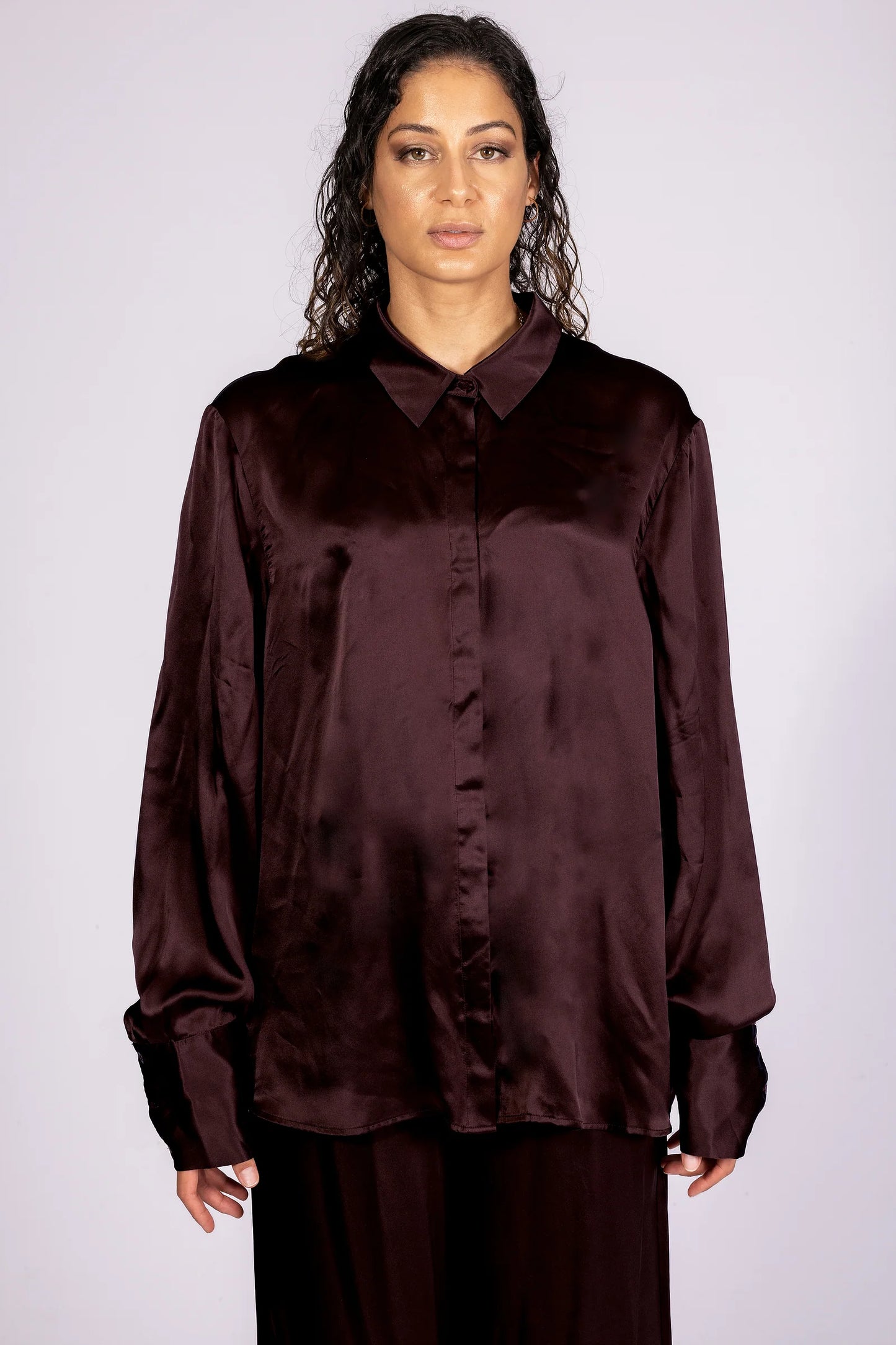 Sasha Oversized Silk Satin Shirt CH