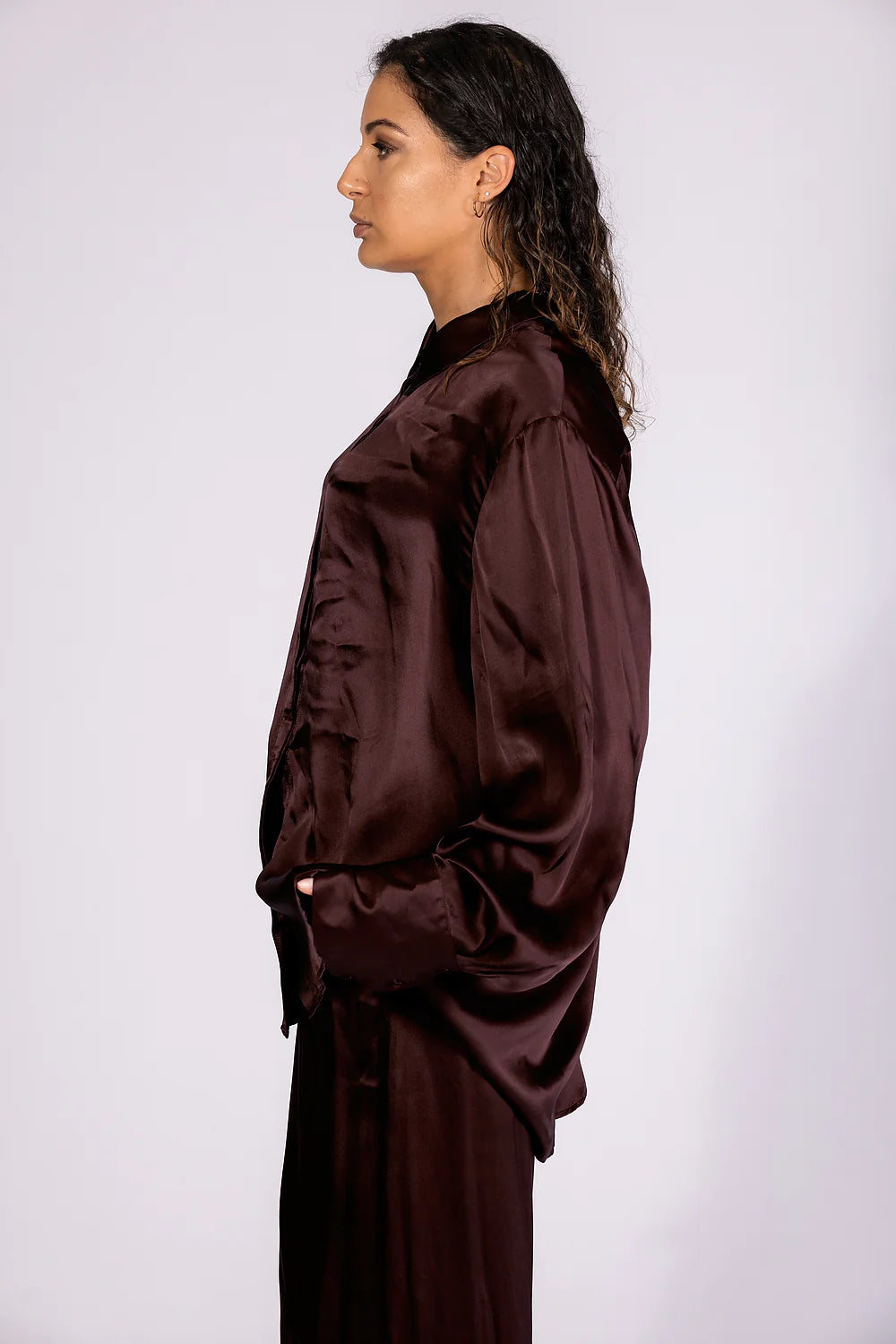 Sasha Oversized Silk Satin Shirt CH
