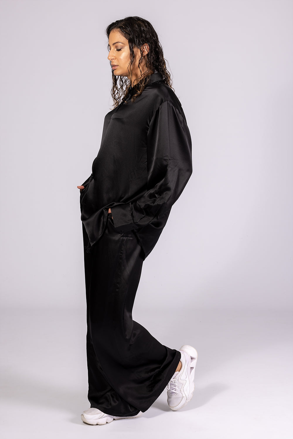 Sasha Oversized Silk Satin Shirt
